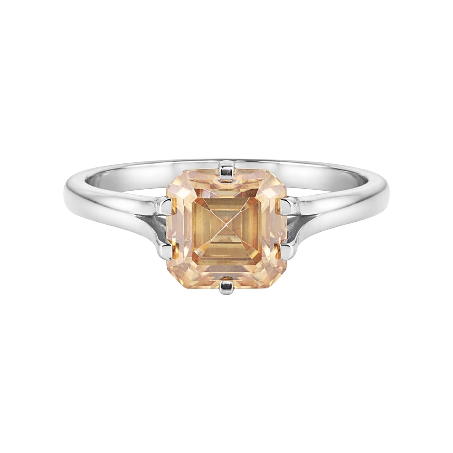2.50 carat asscher-cut champagne lab-grown diamond ring in 18k gold vermeil