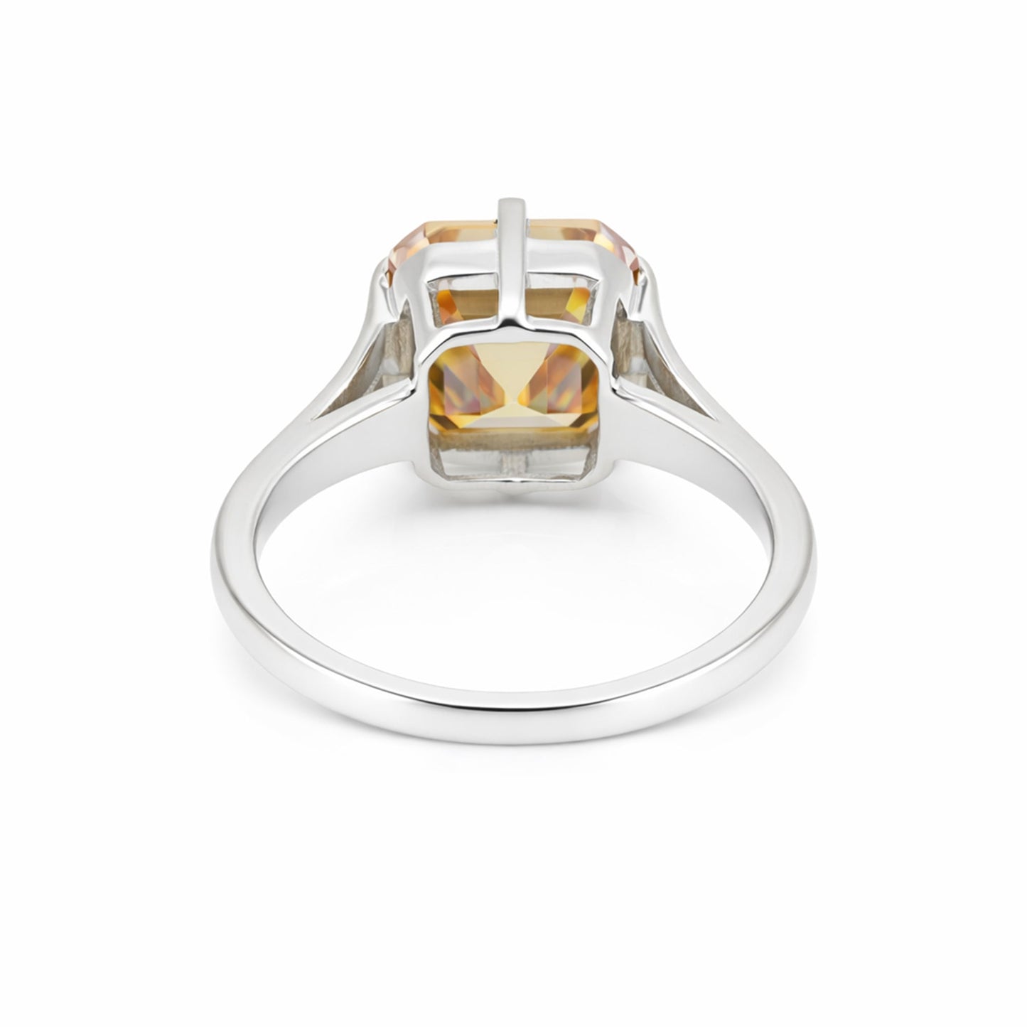4.0ct DEW Champagne Moissanite Asscher Solitaire Ring