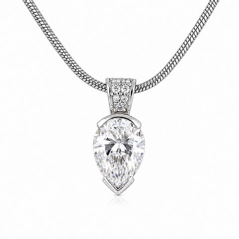 3.65 ct DEW White Moissanite Pendant in 18K Gold Plated Vermeil – Certified Christmas Gift
