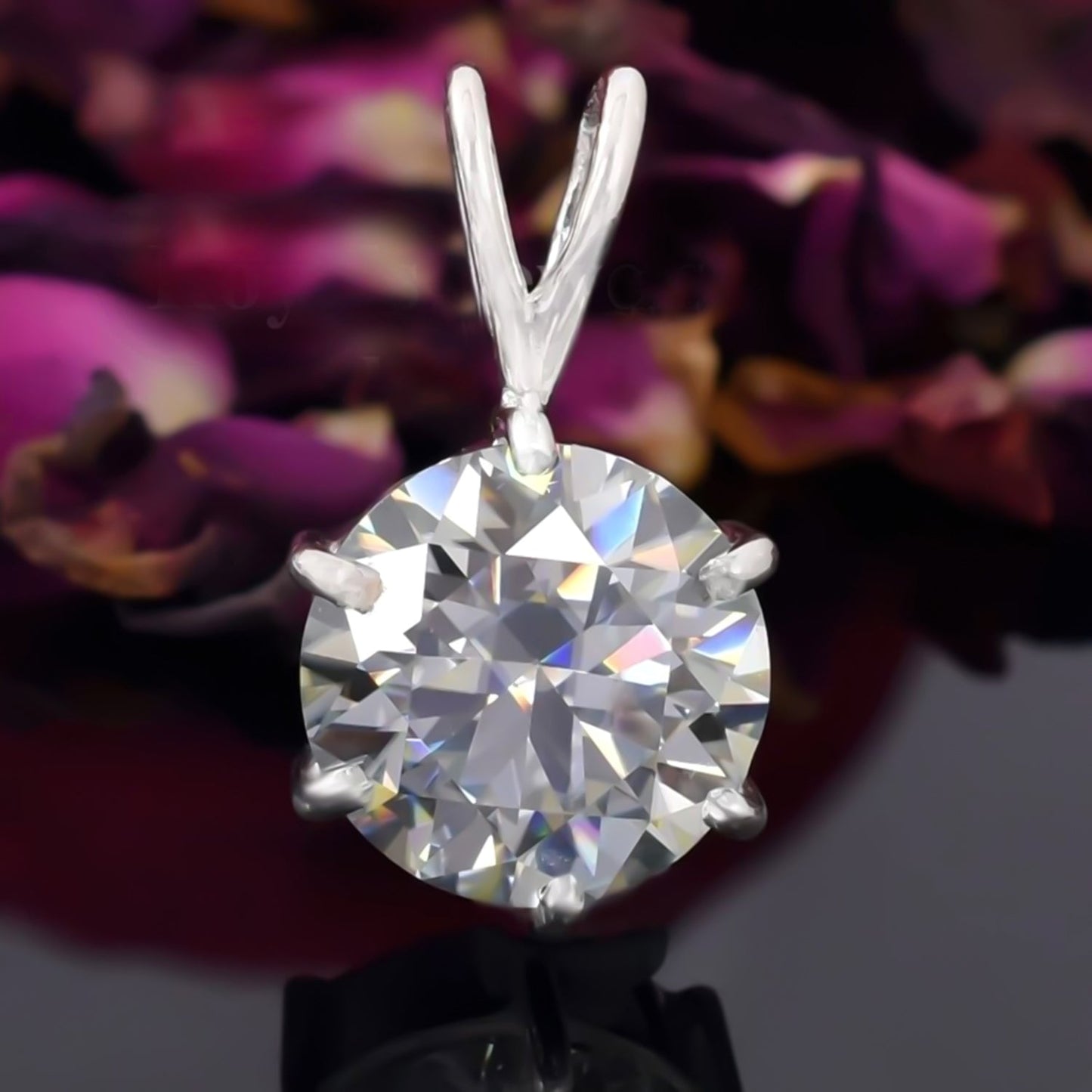 6.15 ct DEW Certified Moissanite Solitaire Pendant in Gold Vermeil