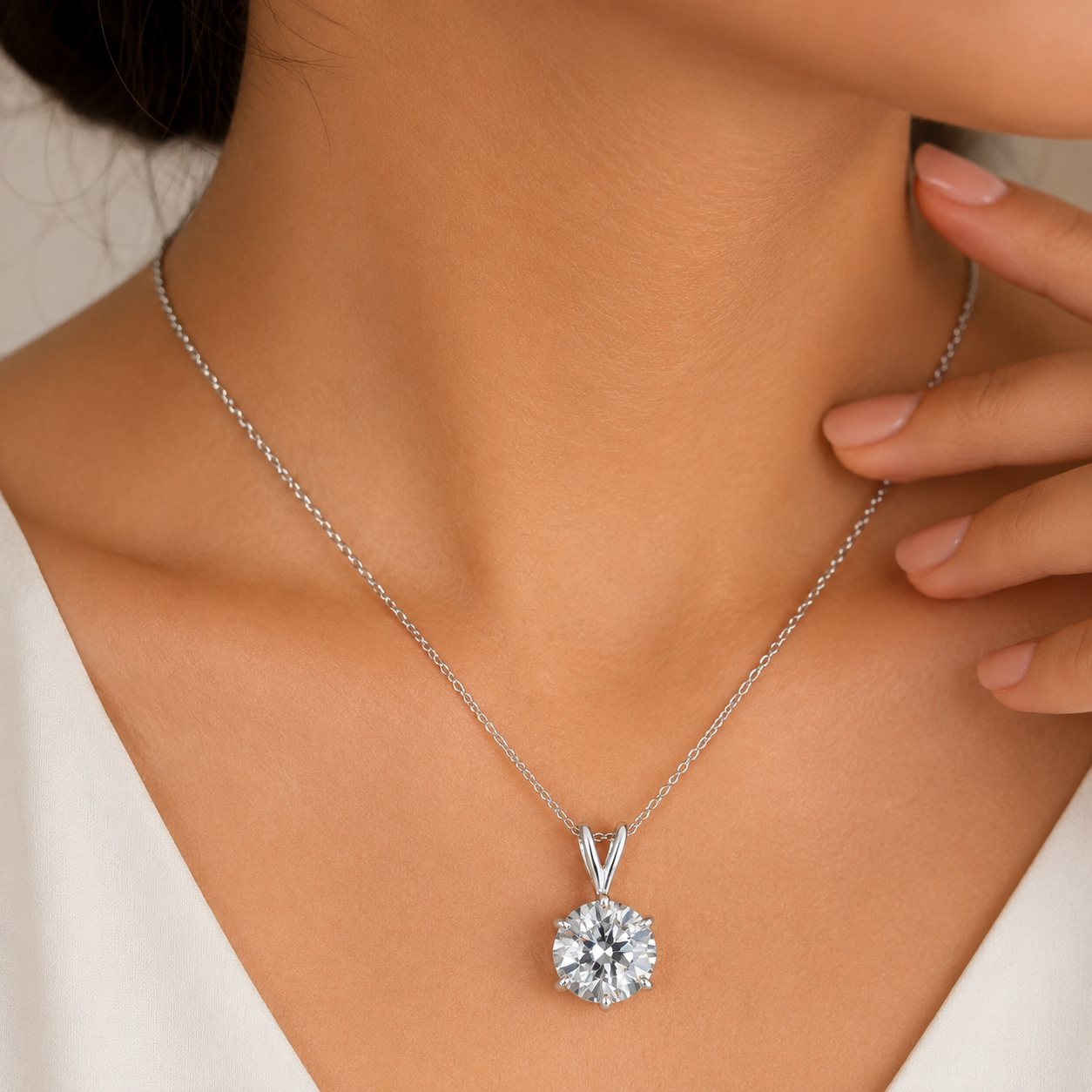 6.15 ct DEW Certified Moissanite Solitaire Pendant in Gold Vermeil