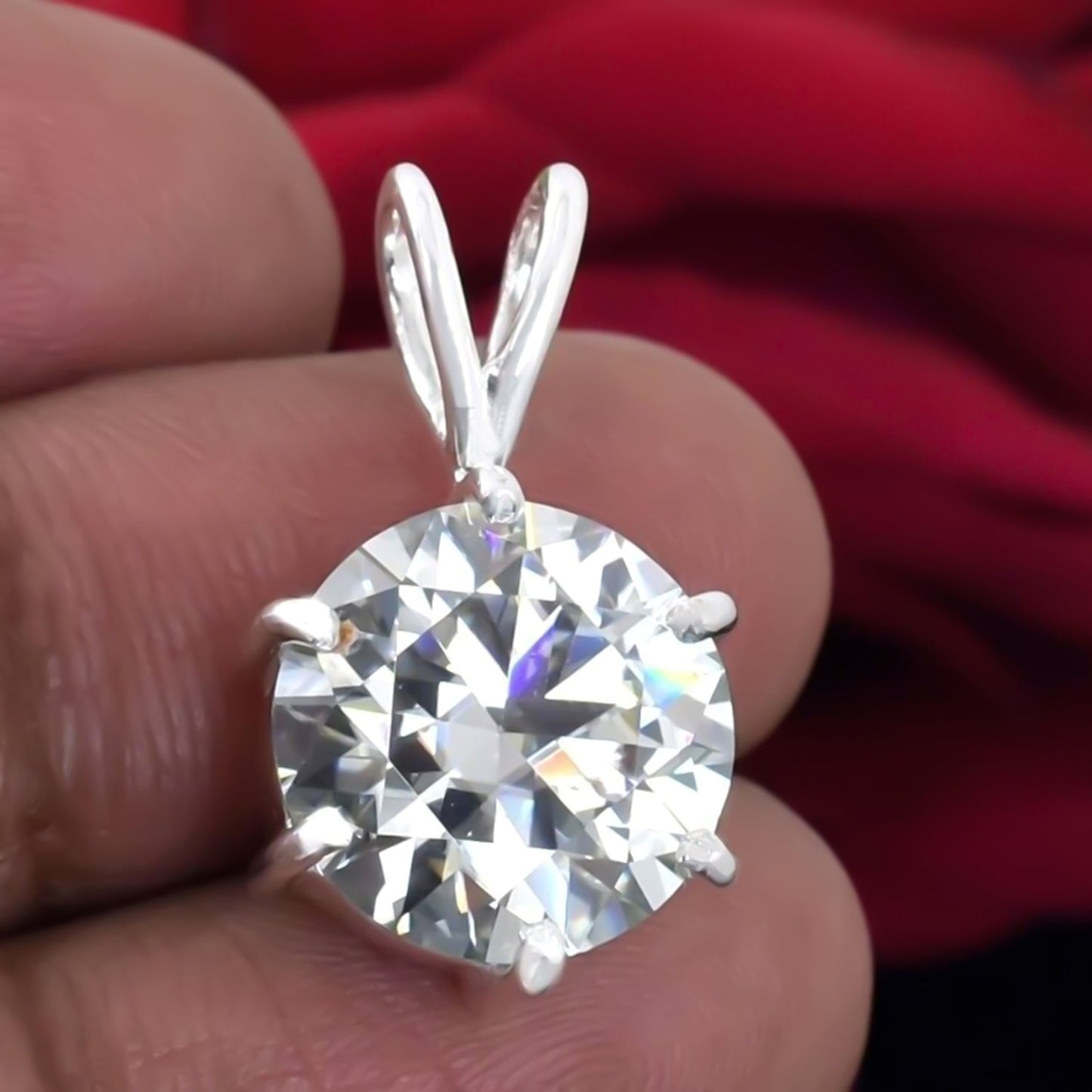 6.15 ct DEW Certified Moissanite Solitaire Pendant in Gold Vermeil