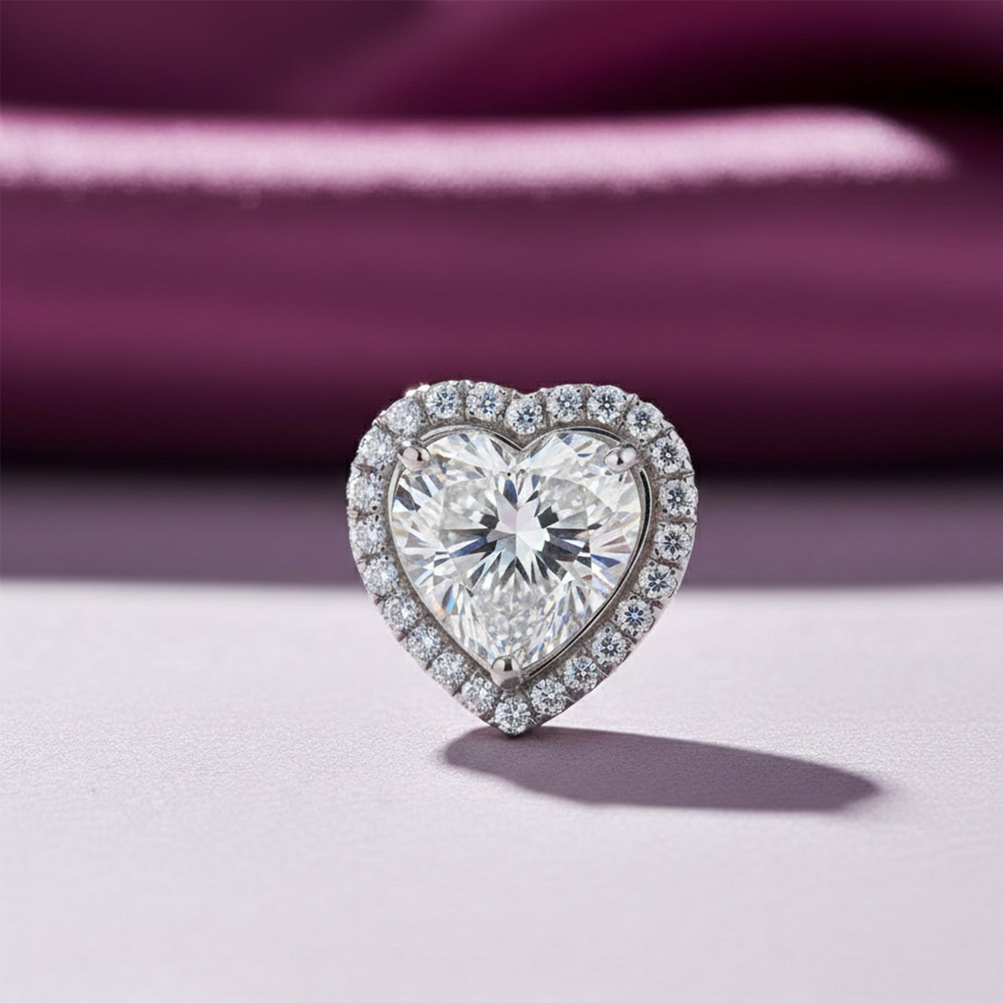 3.15 ct DEW Heart Cut Certified Moissanite Pendant In Vermeil 925 Silver