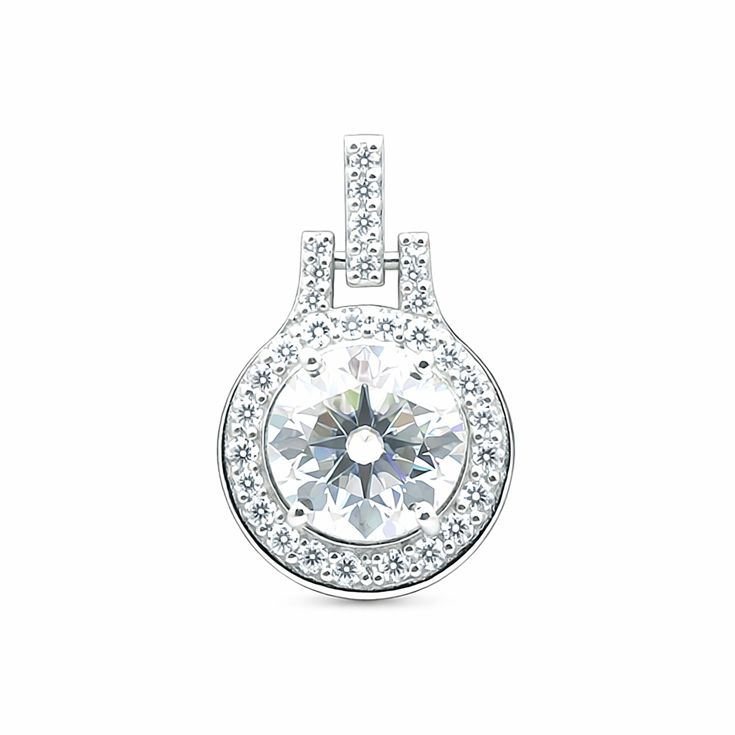 6.60 ct DEW Certified F VS1 White Moissanite Pendant in Gold Vermeil – Gift for Her
