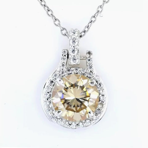 8.80 ct DEW Certified Champagne Moissanite Pendant in Gold Vermeil