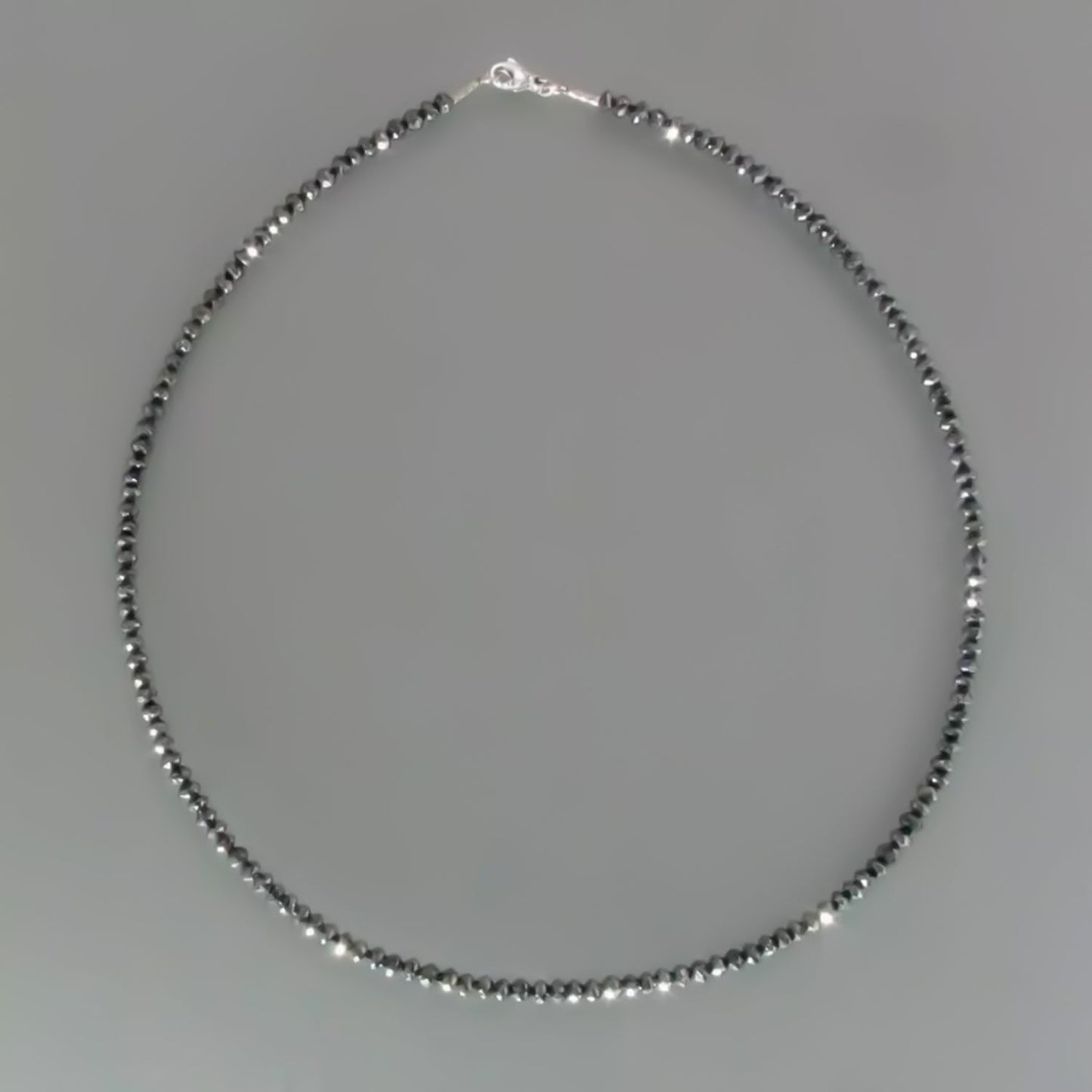 4mm Black Moissanite Bead Necklace Certified Wedding Gift Gold Vermeil