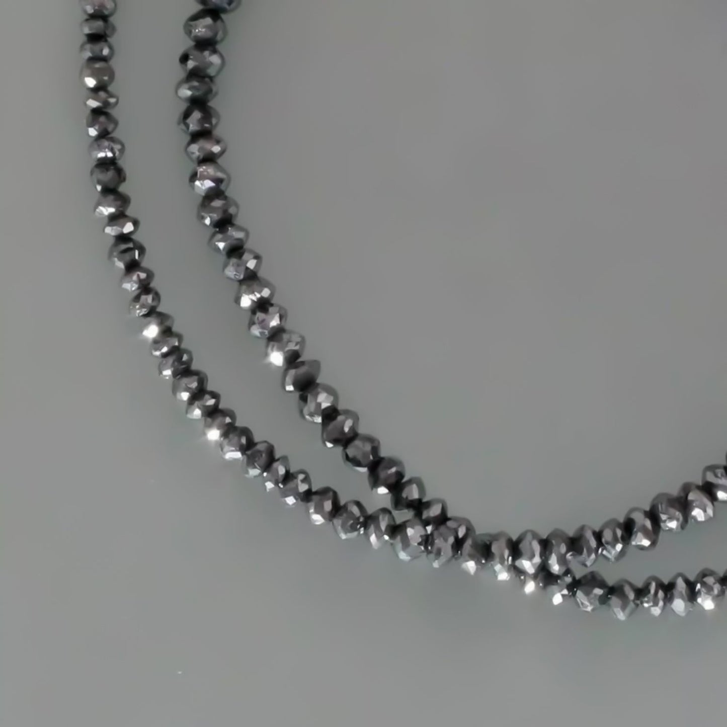 4mm Black Moissanite Bead Necklace Certified Wedding Gift Gold Vermeil