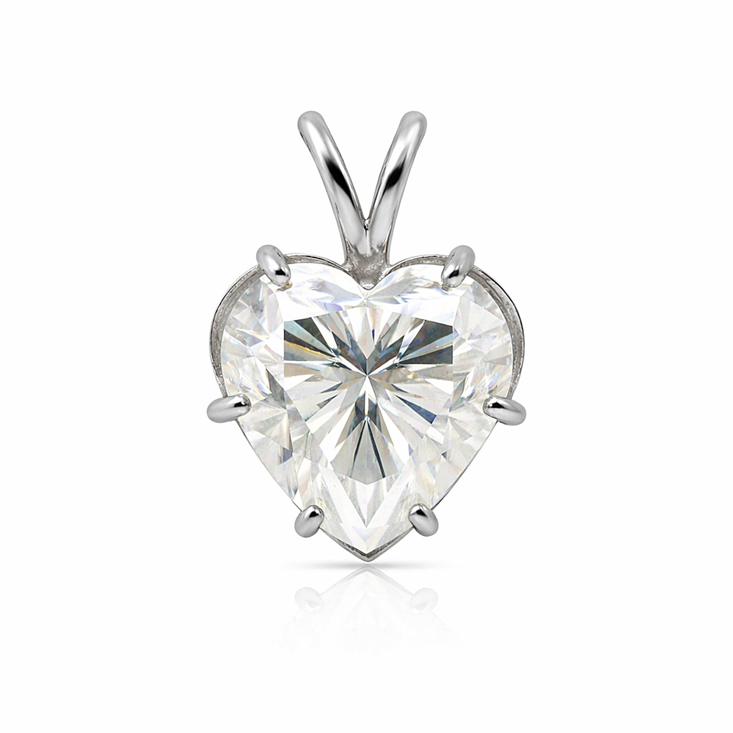 11 ct DEW White Heart Cut Moissanite Pendant Gold Vermeil