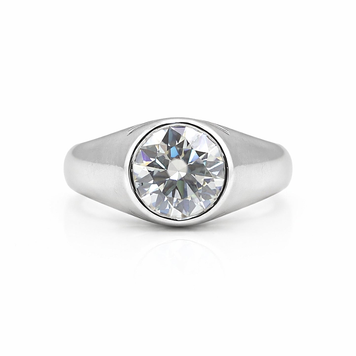 3.35 ct DEW Certified Round White Moissanite Solitaire Ring – Gift Idea 18K Gold Plated
