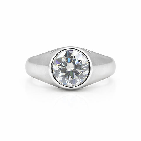 Round Cut Moissanite Solitaire Ring in 18K Gold Vermeil – 3.35 ct GRA Certified, front view