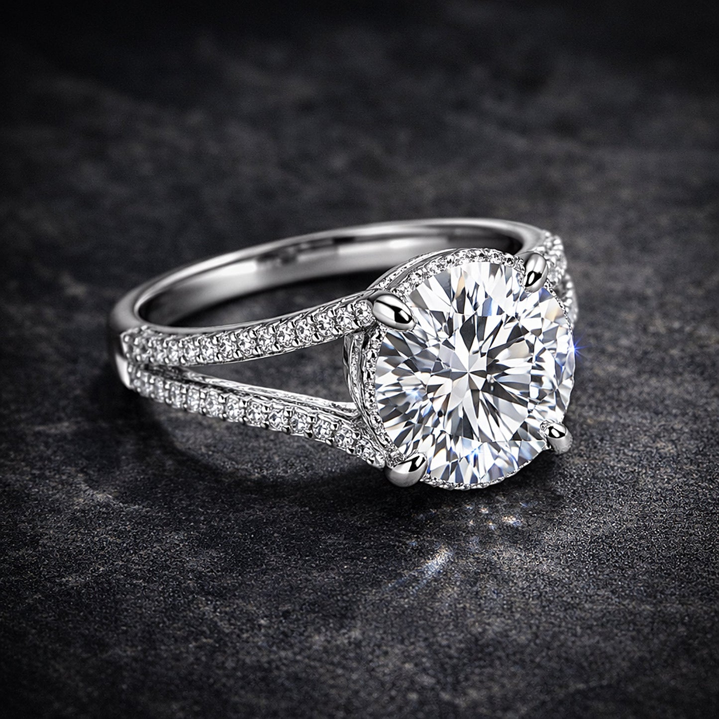5.32 ct DEW Round Cut White Moissanite Solitaire Ring – Birthday Gift 18K Gold Plated V 18K Gold Plated