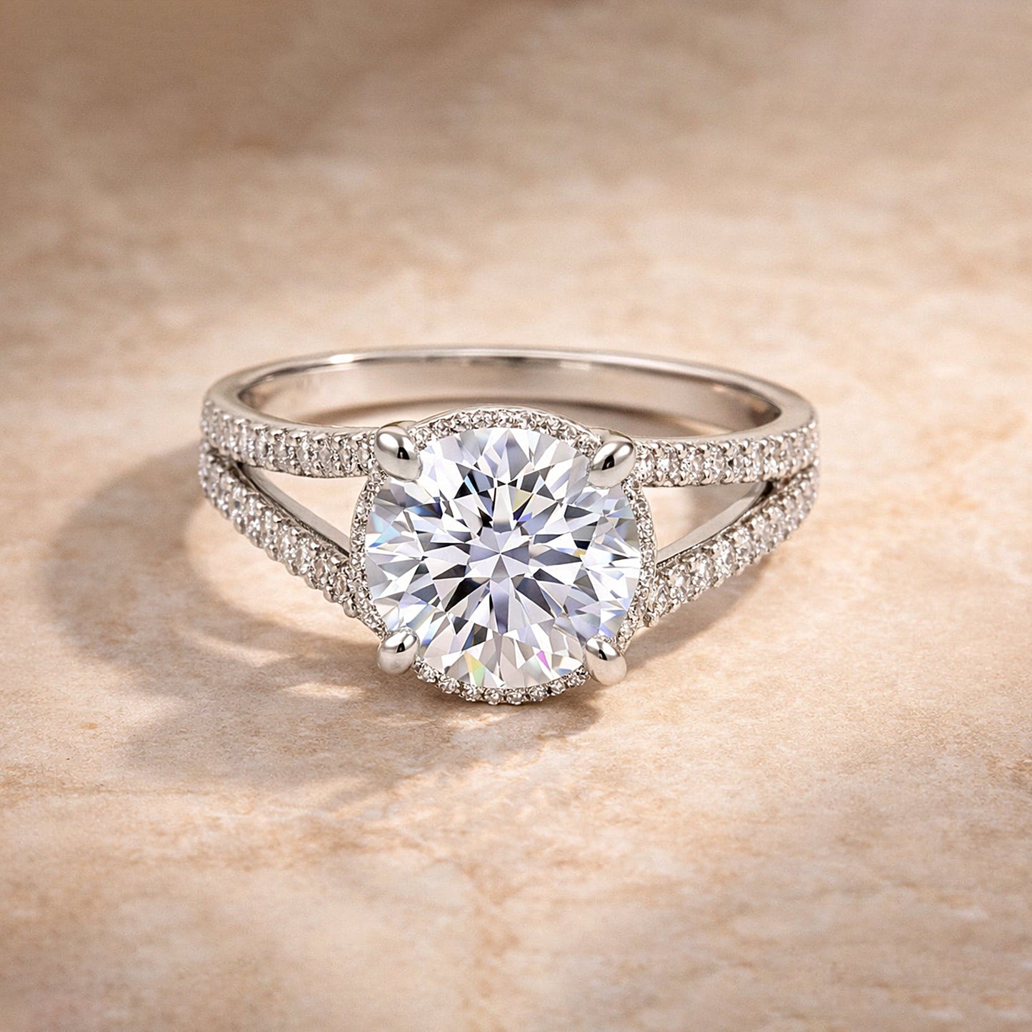 5.32 ct DEW Round Cut White Moissanite Solitaire Ring – Birthday Gift 18K Gold Plated V 18K Gold Plated