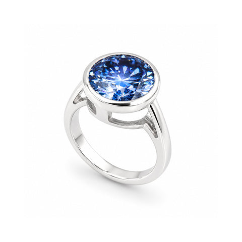 7.50 ct DEW Certified Blue Moissanite Solitaire Ring in – Gift for Sister 18K Gold Plat 18K Gold Plated
