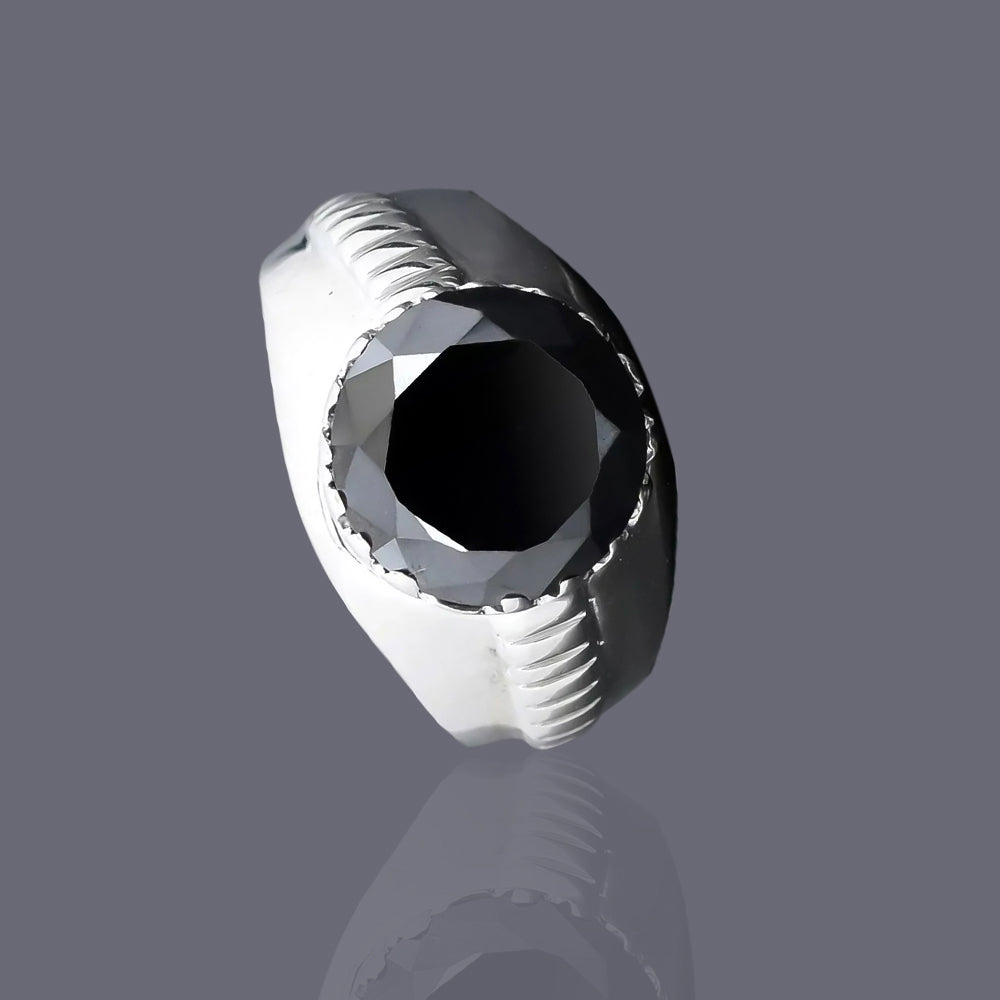 5.2ct DEW Black Moissanite Round Solitaire Ring