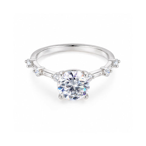 Certified 2ct Round Cut White Moissanite In Gold Vermeil Jewellery Ring