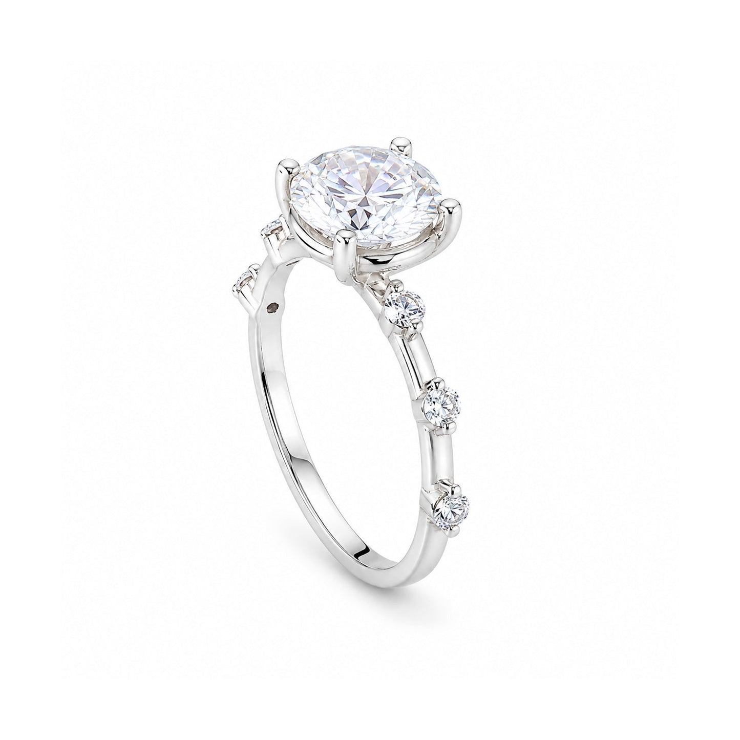 Certified 2ct Round Cut White Moissanite In Gold Vermeil Jewellery Ring