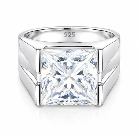Certified 5.40ct VS1 Princess White Moissanite Ring in 18K Gold Plated