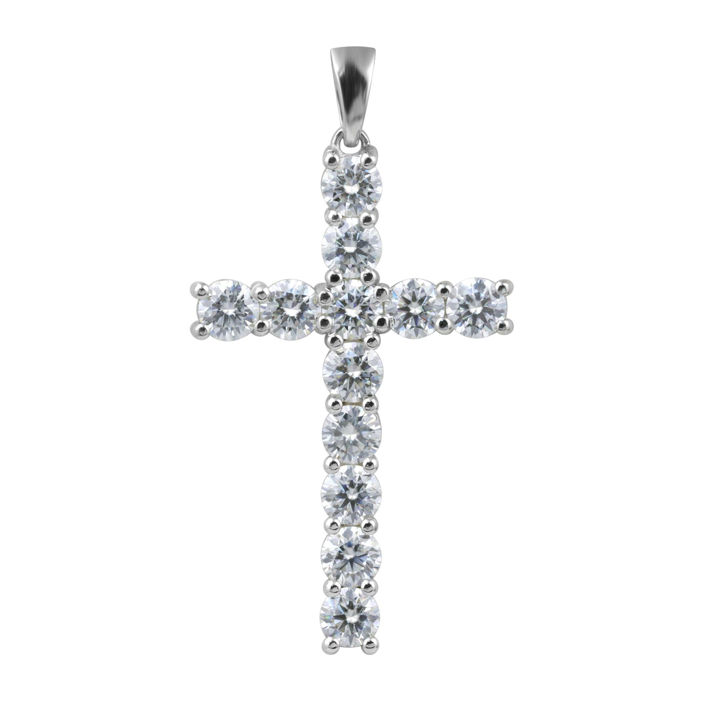 5.00 ct DEW Certified Round Cut White Moissanite Cross Pendant In 18K Gold Plated Verme 18K Gold Plated