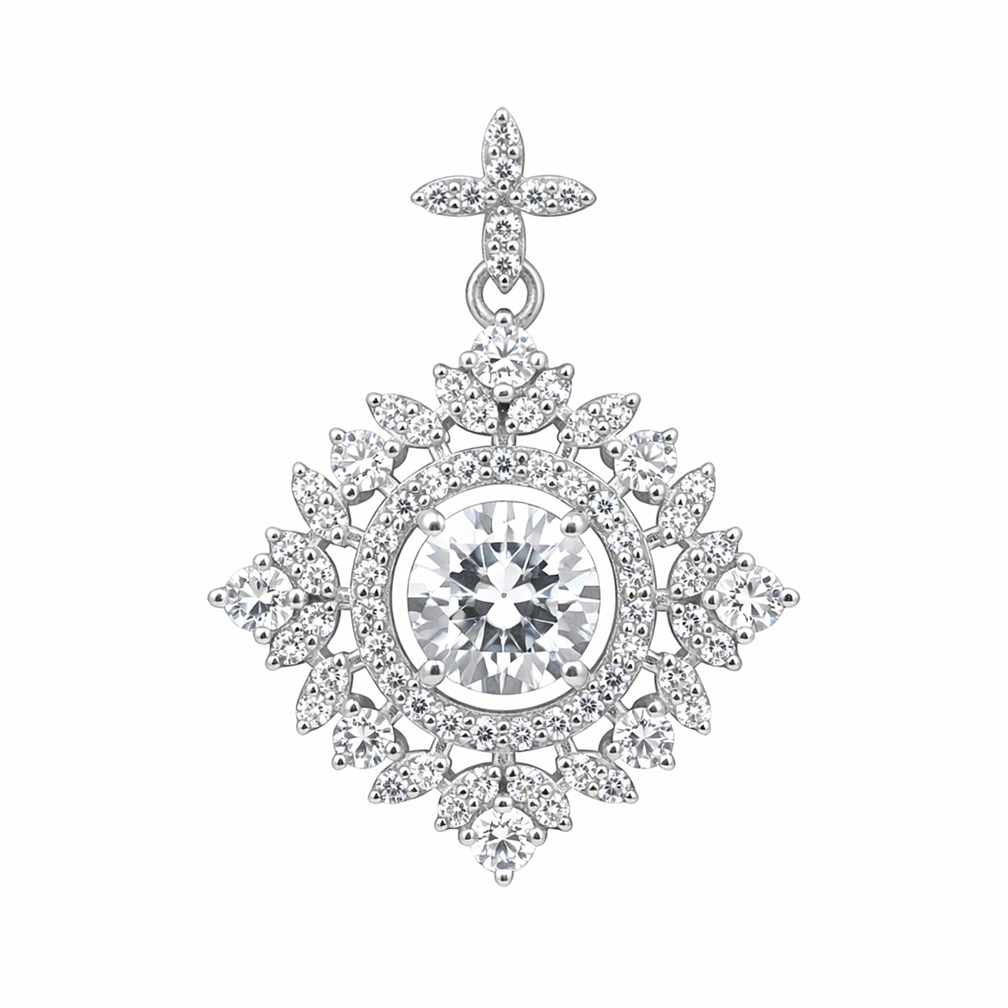 Certified 2.75 ct DEW White Moissanite Pendant In Vermeil 925 Silver Jewellery