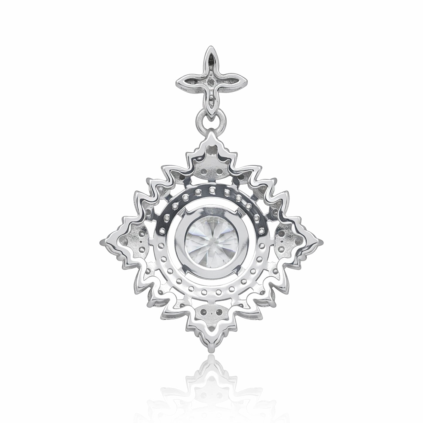 Certified 2.75 ct DEW White Moissanite Pendant In Vermeil 925 Silver Jewellery