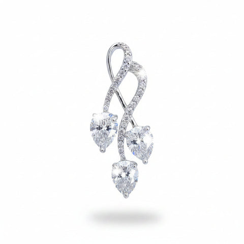 3.35 ct DEW Certified Pear Cut White Moissanite Pendant In 18K Gold Plated