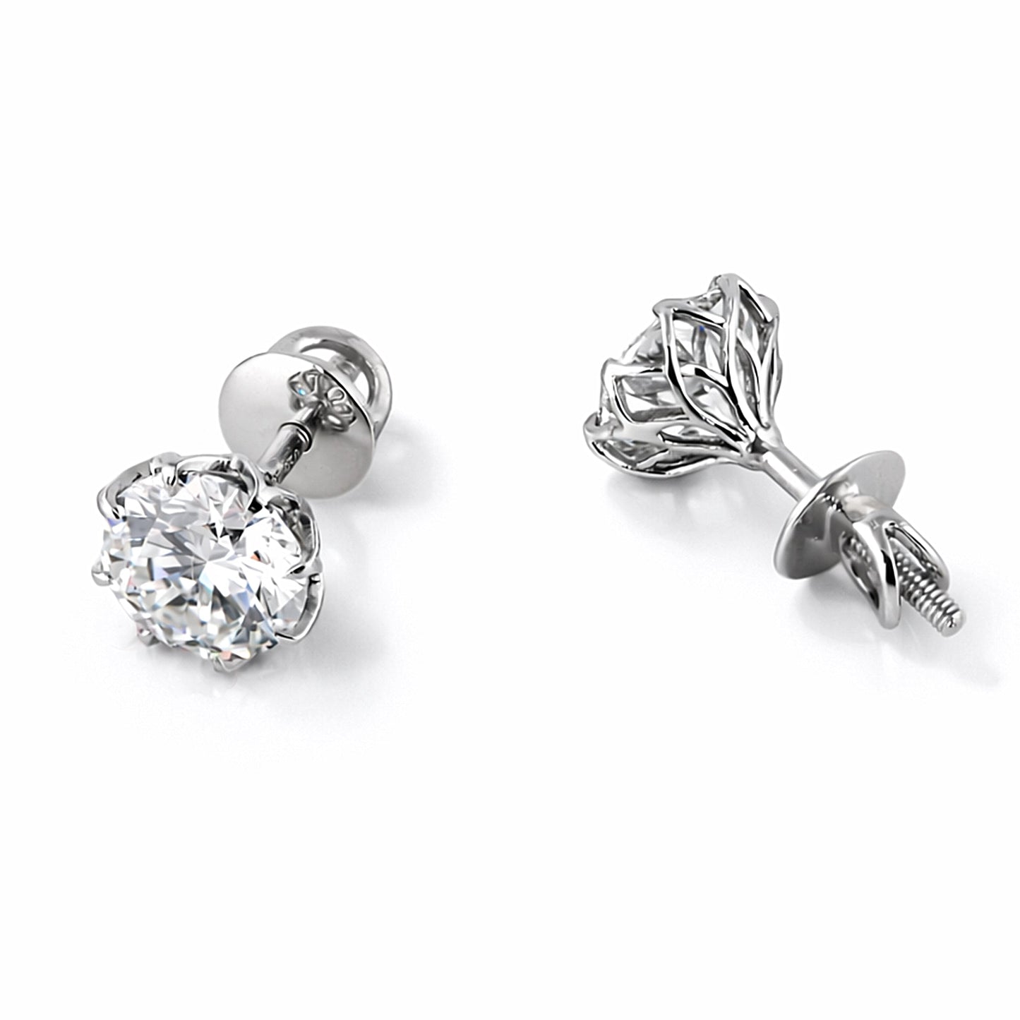 12.00 ct DEW Certified Moissanite Solitaire Studs In Gold Vermeil For Women