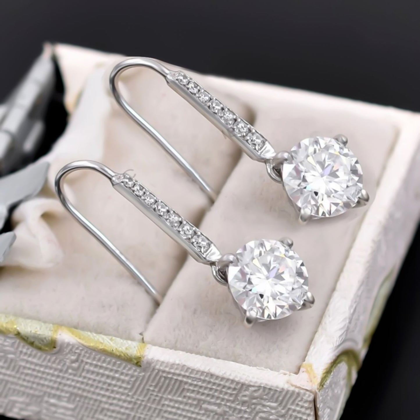 8.00 ct DEW Certified White Moissanite Dangler Earrings In Gold Vermeil