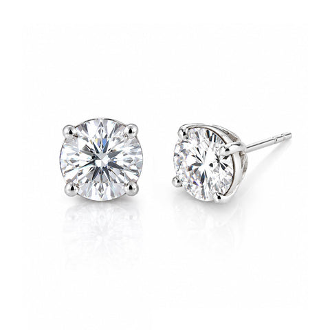 10.00 ct DEW Certified White Moissanite Solitaire Studs In Gold Vermeil