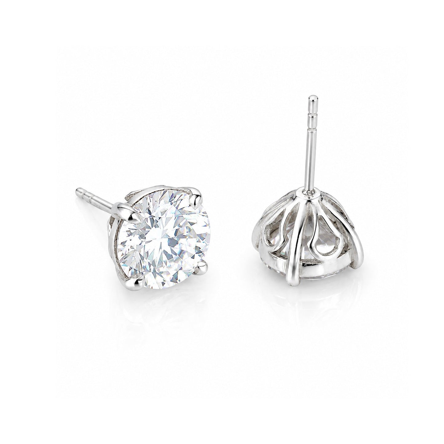 10.00 ct DEW Certified White Moissanite Solitaire Studs In Gold Vermeil