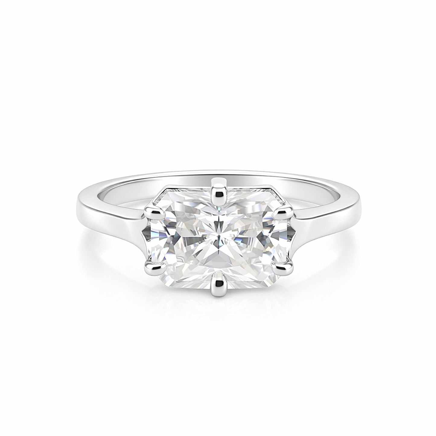 3.10 Ct Radiant Cut Lab Grown Diamond Ring — VS1 Clarity, 18k Gold Vermeil