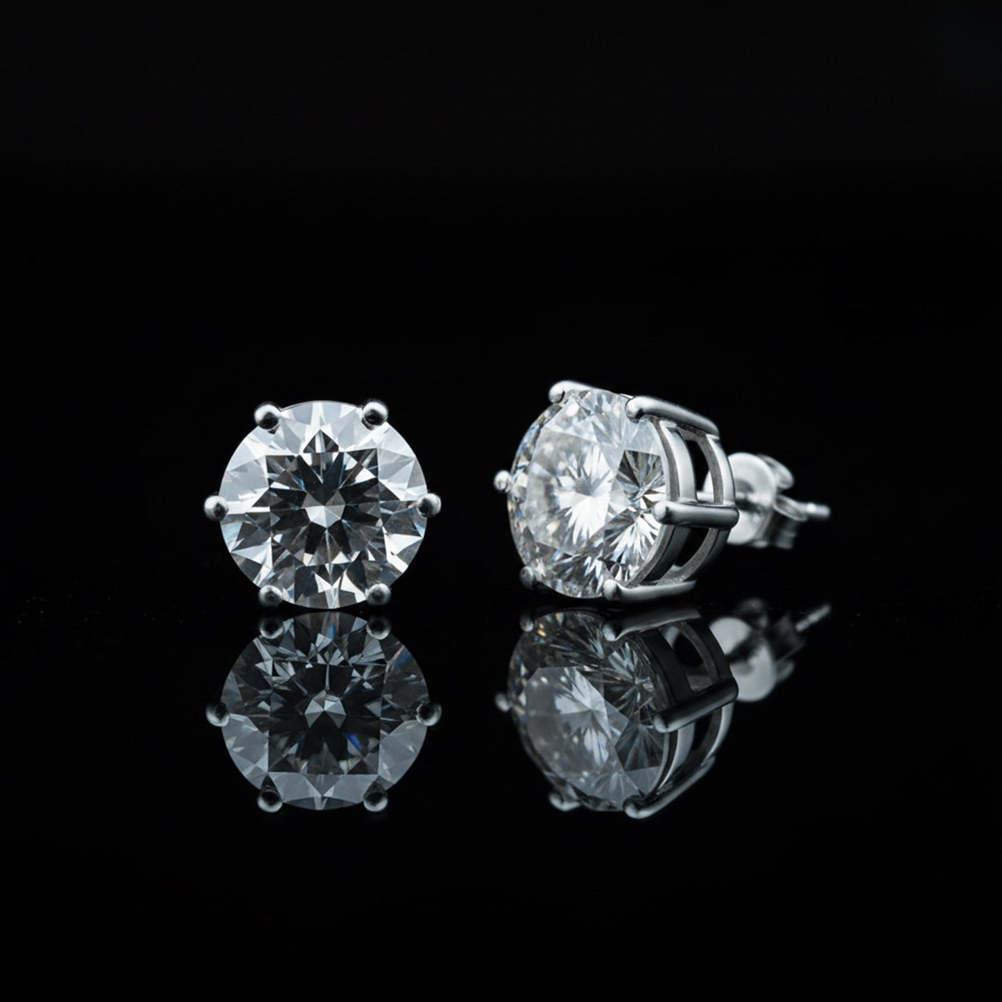 9.00 ct DEW Certified F VS1 White Moissanite Stud Earrings in Gold Vermeil