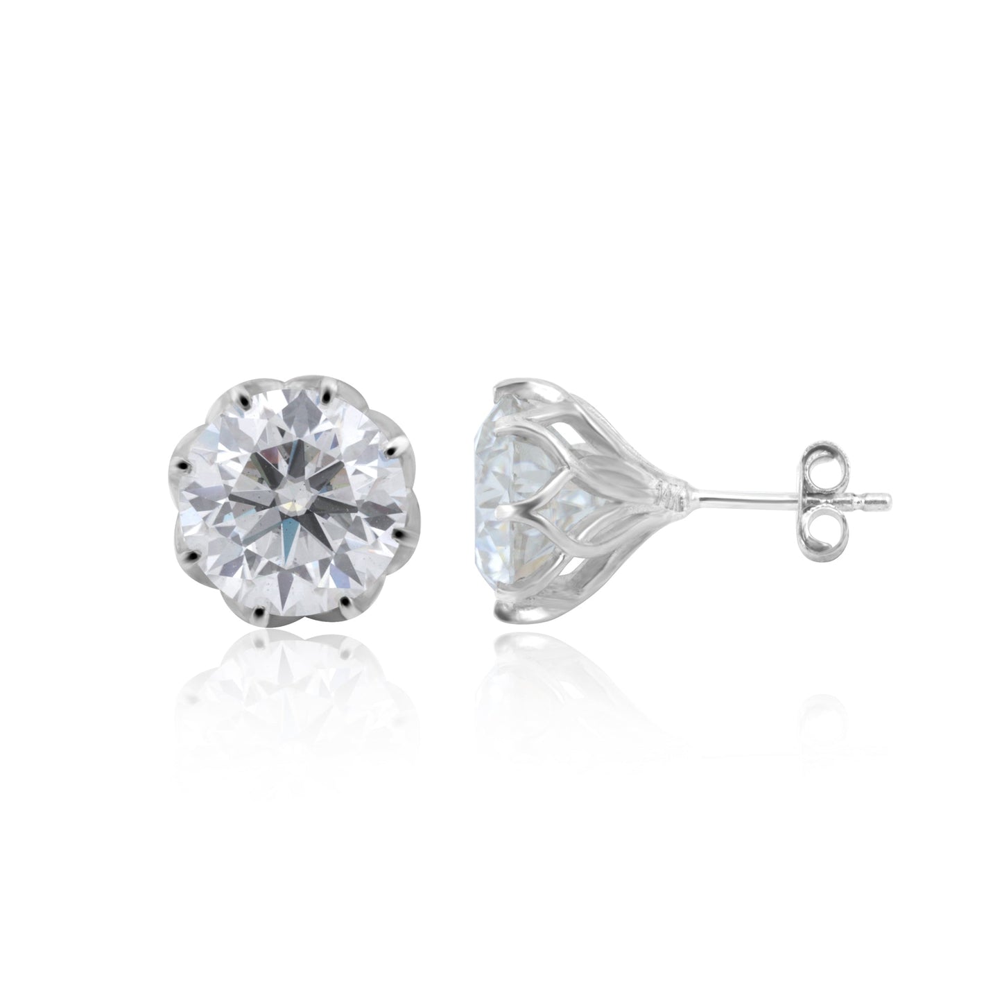 5 Ct Round Cut Lab Grown Diamond Stud Earrings — VS1 Clarity, 18k Gold Vermeil