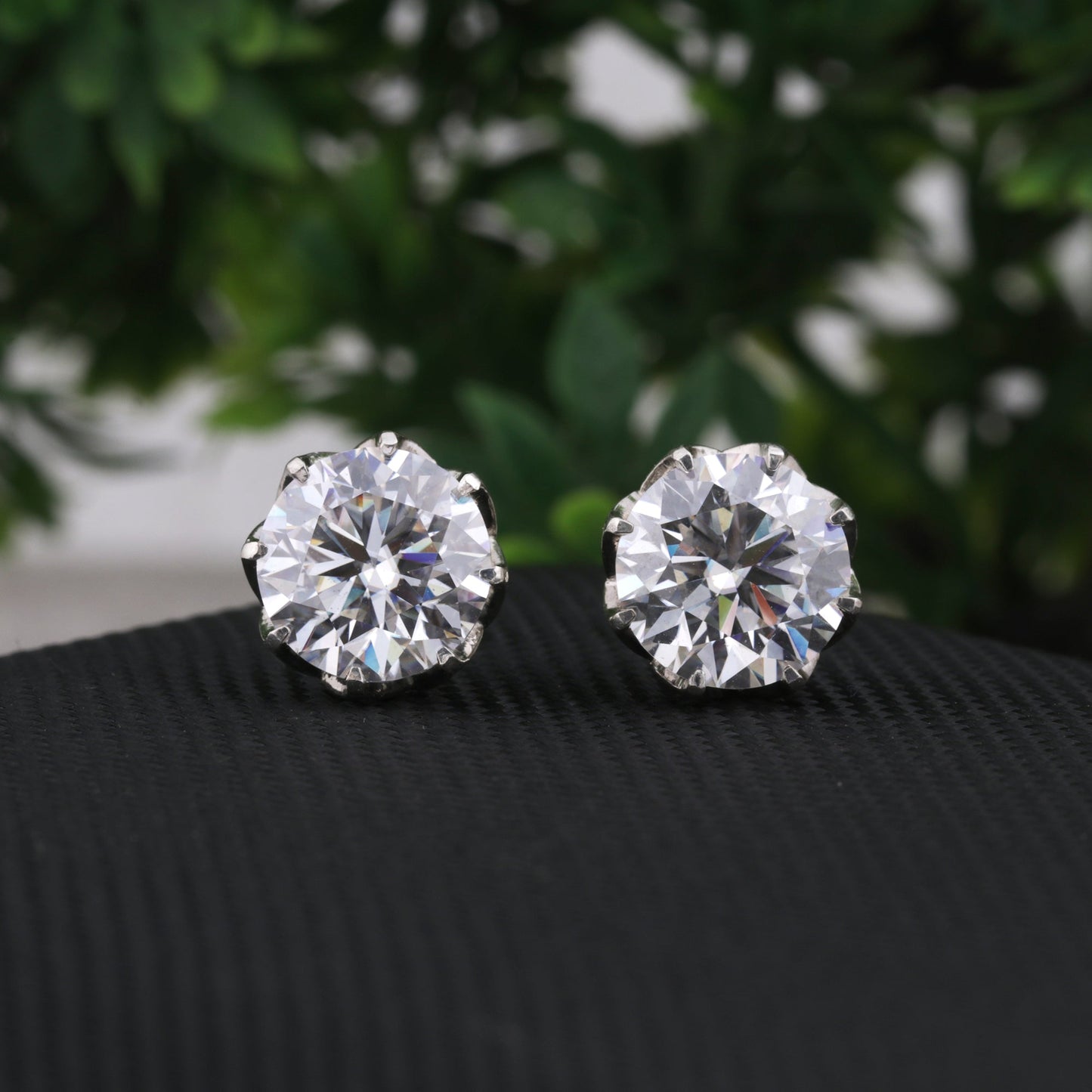 5 Ct Round Cut Lab Grown Diamond Stud Earrings — VS1 Clarity, 18k Gold Vermeil
