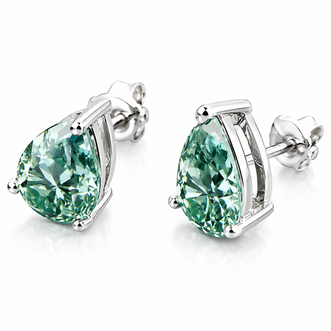 6.00 ct DEW Certified Blue Moissanite Stud Earrings in Gold Vermeil For Love