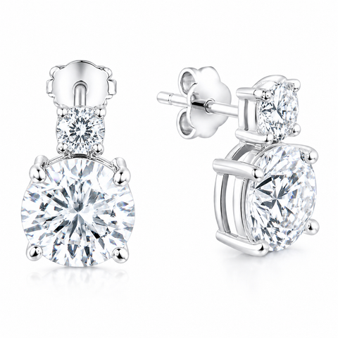 5.50 ct DEW Certified F VS1 White Moissanite Stud Earrings in Gold Vermeil Jewellery