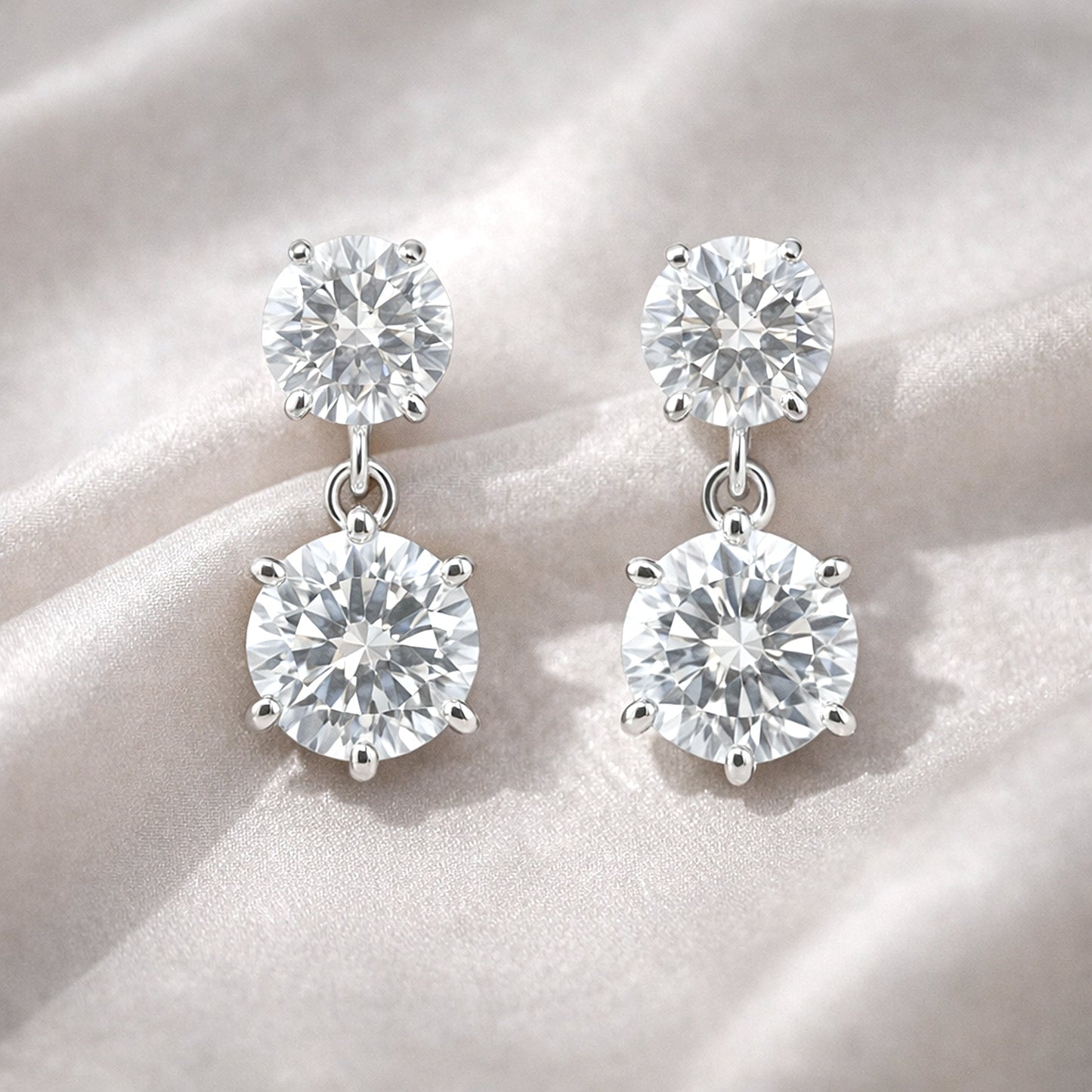6.20ct DEW White Moissanite Round Stud Earrings