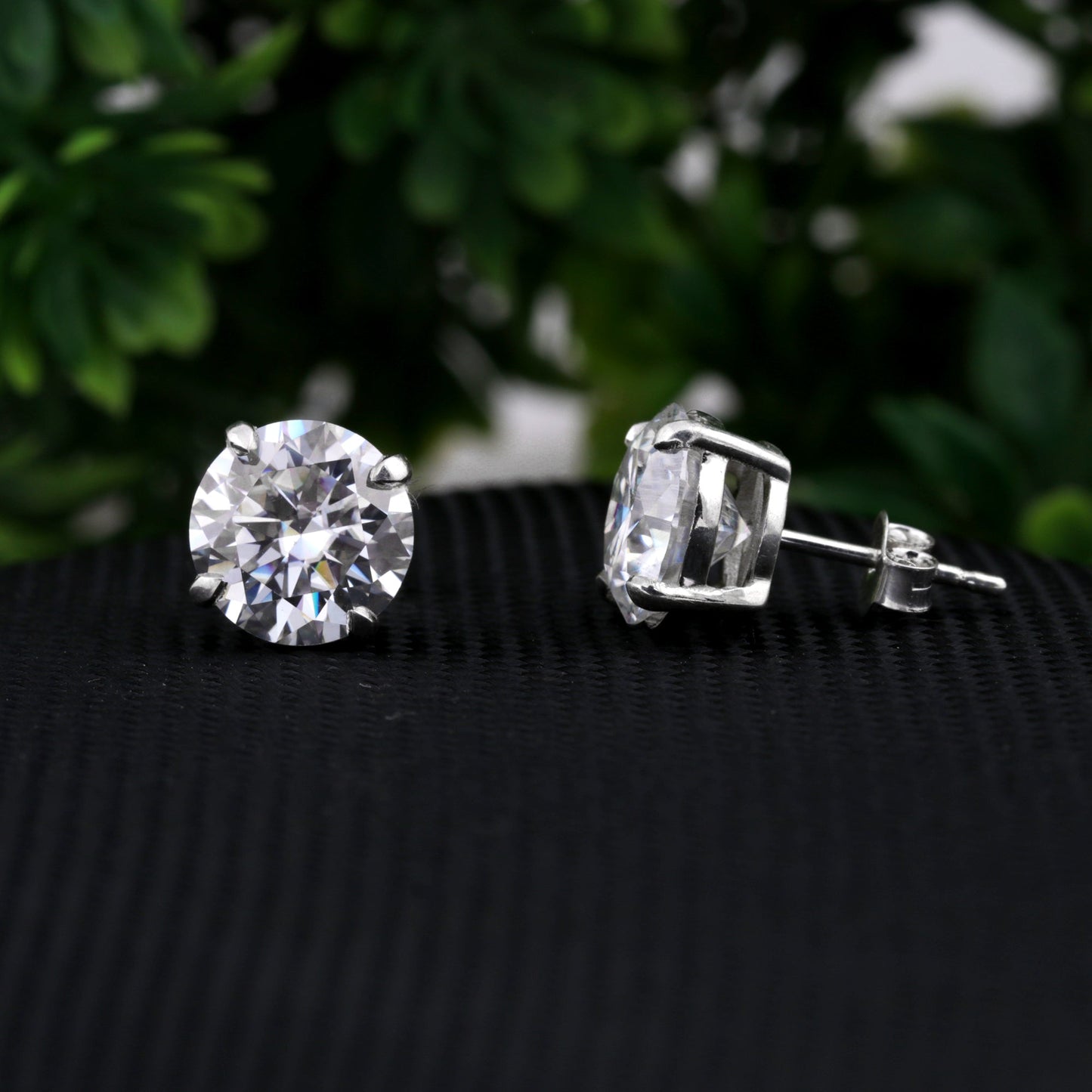 4.20 Ct Round Cut Lab Grown Diamond Stud Earrings — VS1 Clarity, 18k Gold Vermeil