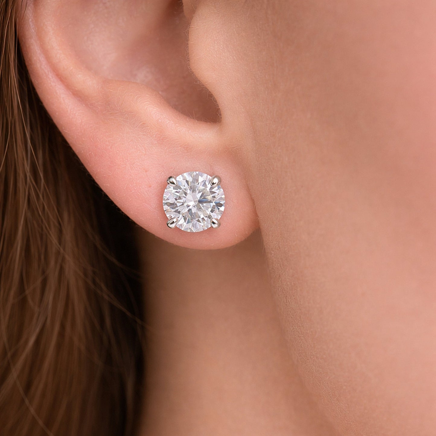 4.20 Ct Round Cut Lab Grown Diamond Stud Earrings — VS1 Clarity, 18k Gold Vermeil