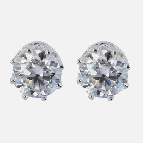 5.00 Ct Certified Round Cut White Moissanite Solitaire Studs Gold Vermeil - GEMHUB