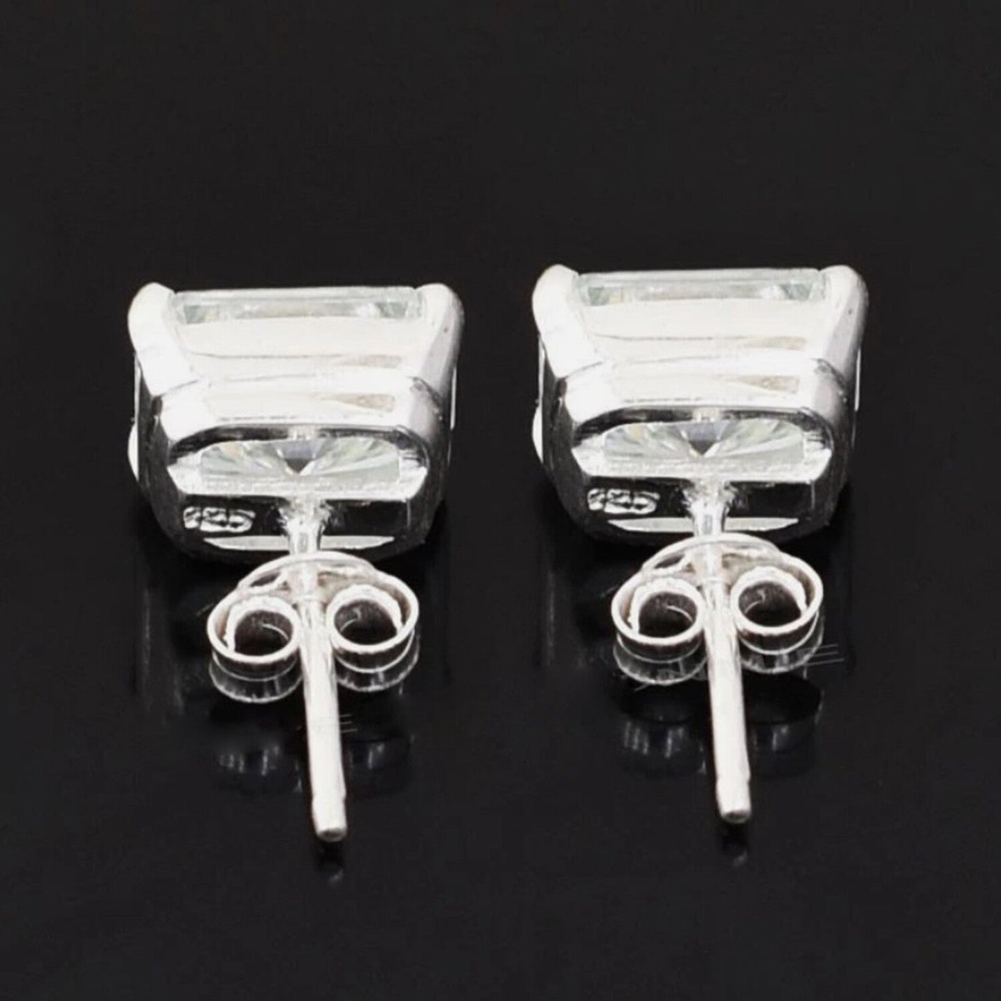6 ct DEW Certified Radiant Cut White Moissanite Solitaire Studs In Gold Vermeil