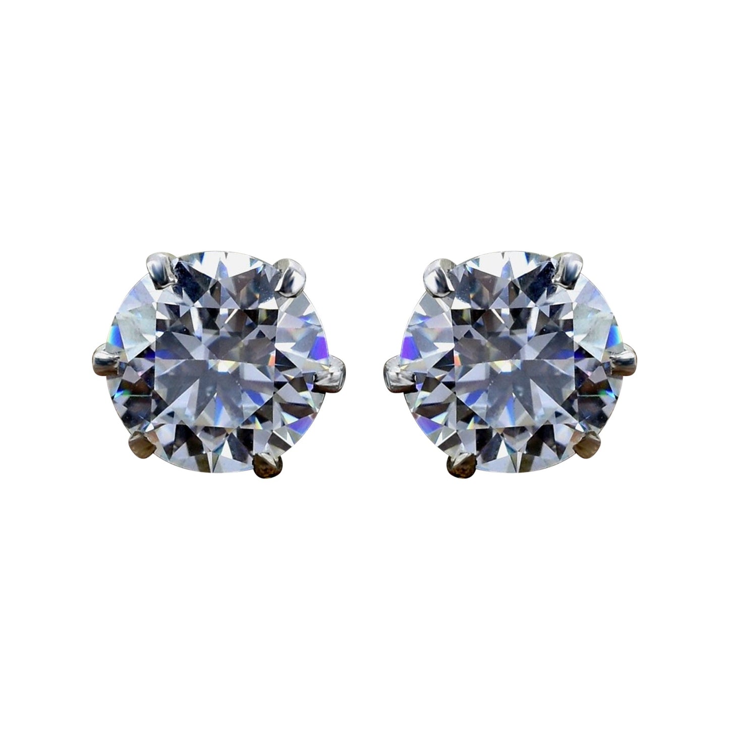 12 ct DEW Certified White Moissanite Solitaire Studs Round Cut In Gold Vermeil