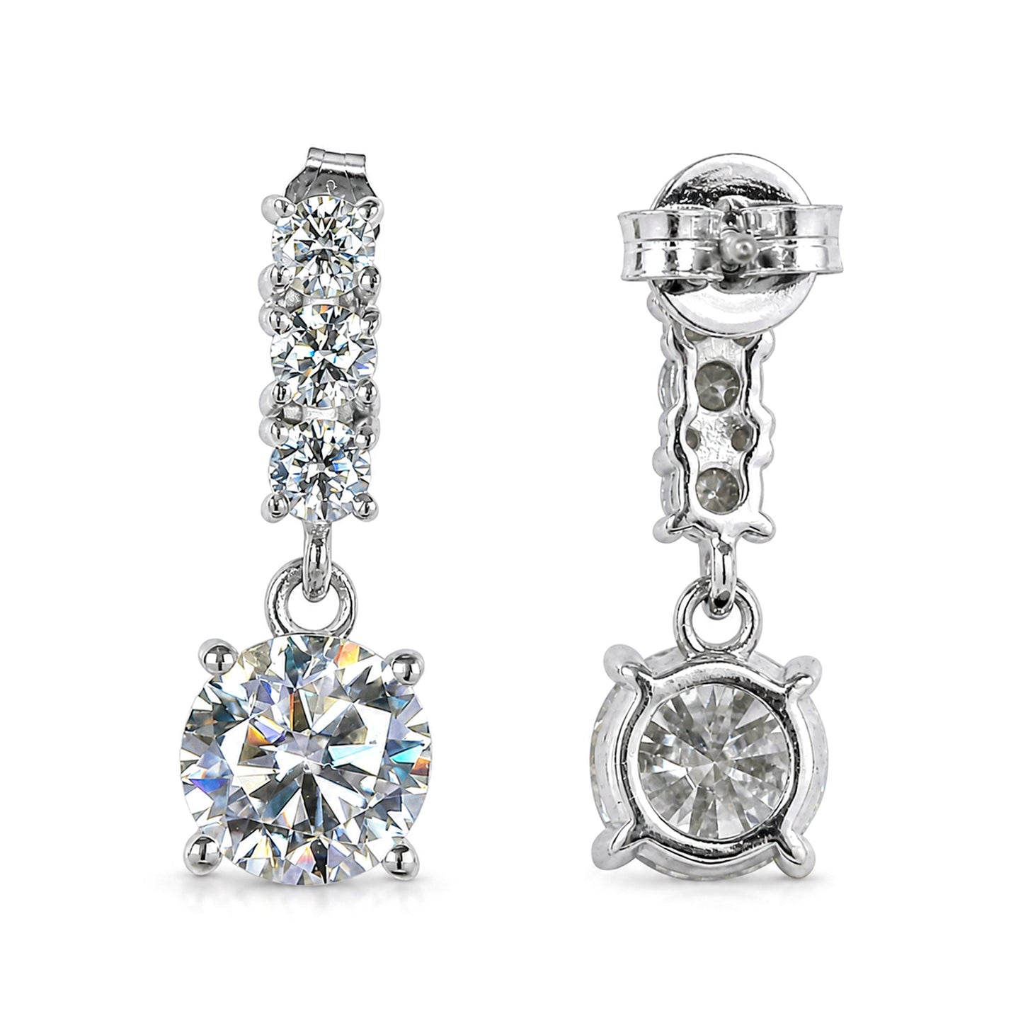 5.00 ct DEW Certified Moissanite Solitaire Earrings In Gold Vermeil For Gift