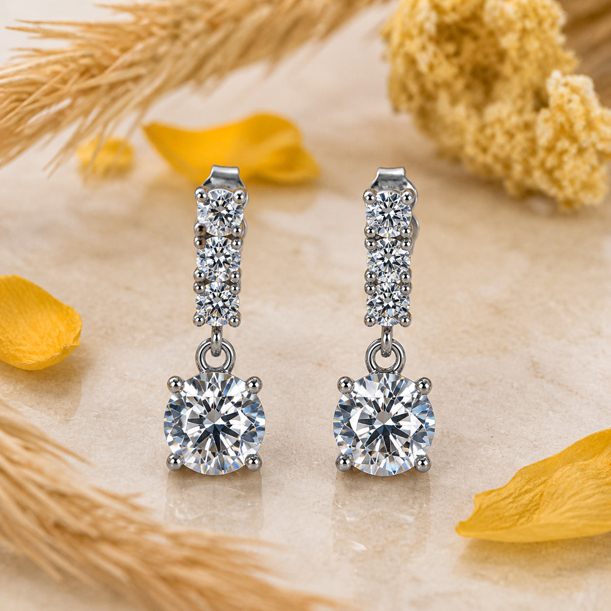 5.00 ct DEW Certified Moissanite Solitaire Earrings In Gold Vermeil For Gift