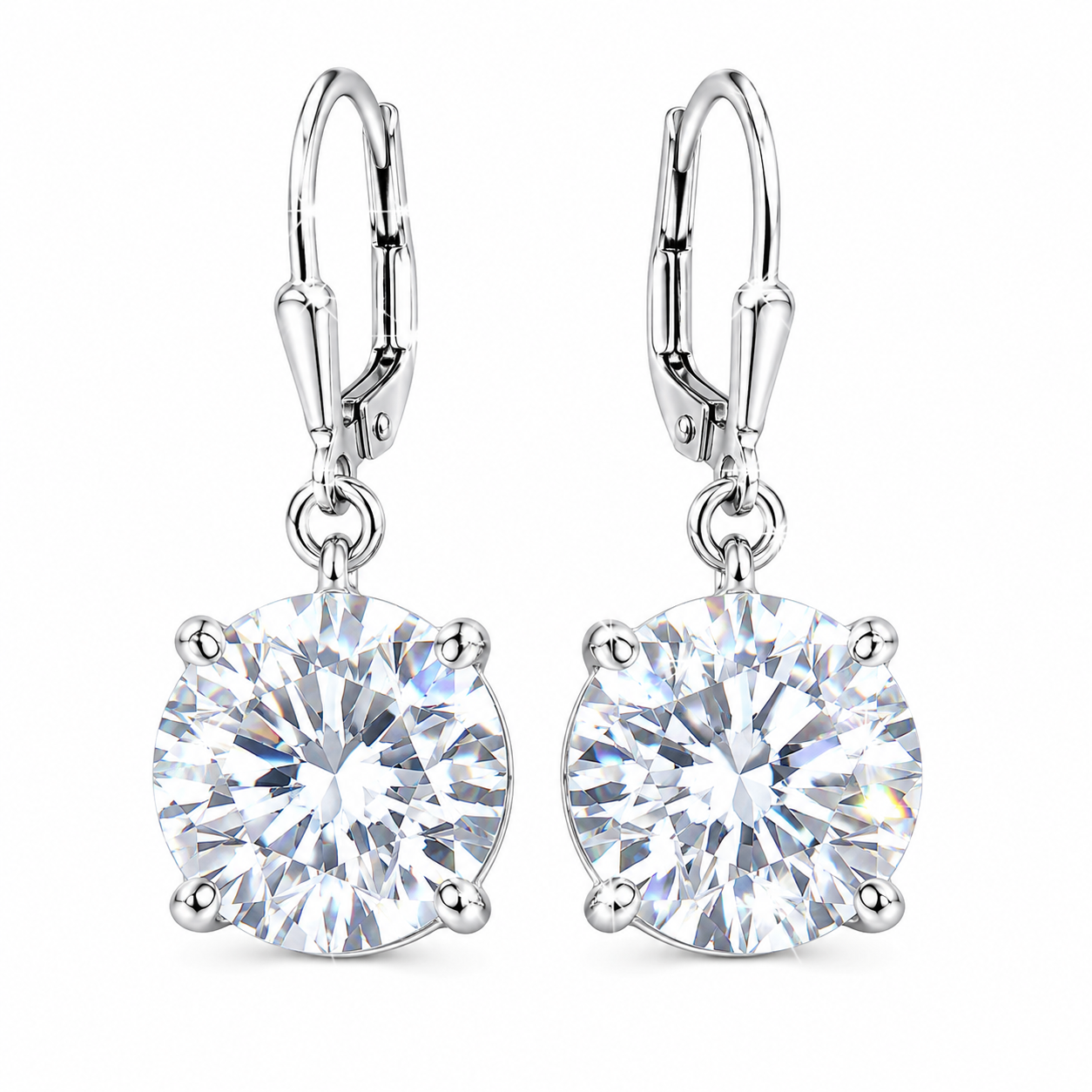 Certified 7.3 ct DEW White Moissanite Solitaire Dangler Earrings In Gold Vermeil