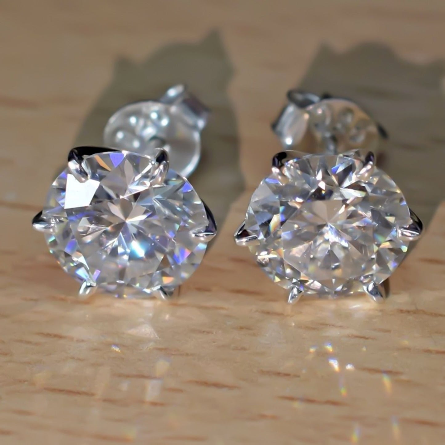 10.00 ct DEW Certified White Moissanite Studs Earrings In Gold Vermeil