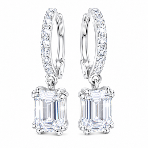 5 ct DEW White Moissanite Solitaire Earrings With Accents In Gold Vermeil
