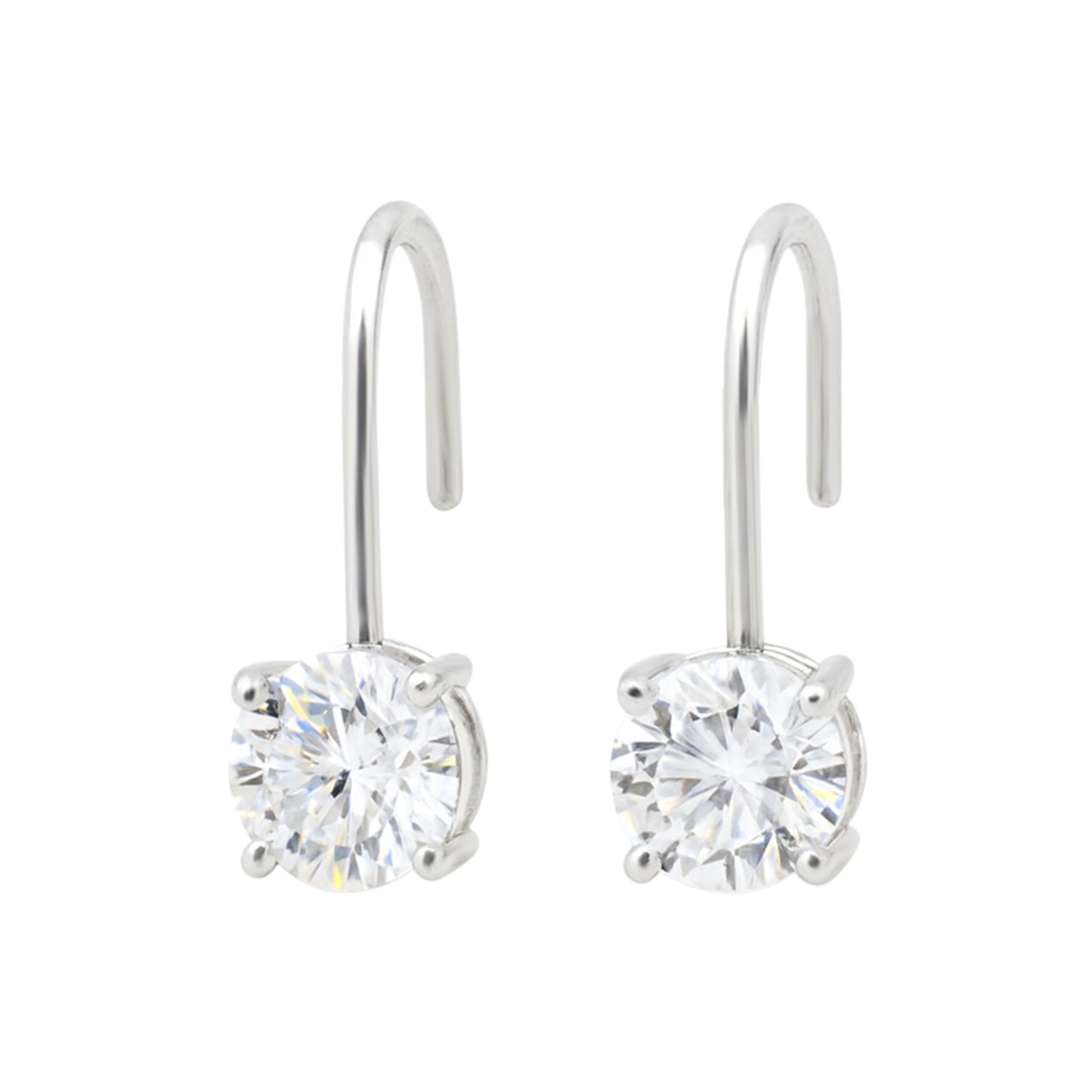 10 ct DEW White Moissanite Dangler Earrings Gold Vermeil Certified Great Sparkle