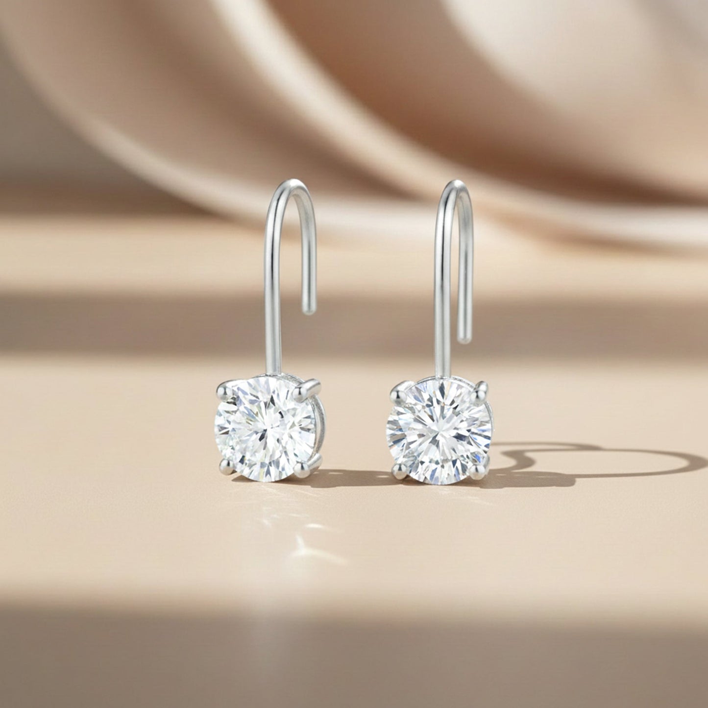 10 ct DEW White Moissanite Dangler Earrings Gold Vermeil Certified Great Sparkle