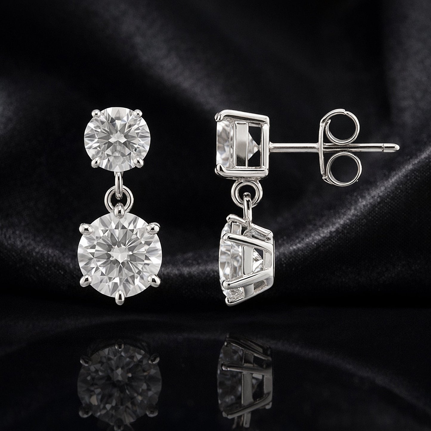 Certified 6.00 ct DEW White Moissanite Designer Dangler Earrings in Gold Vermeil