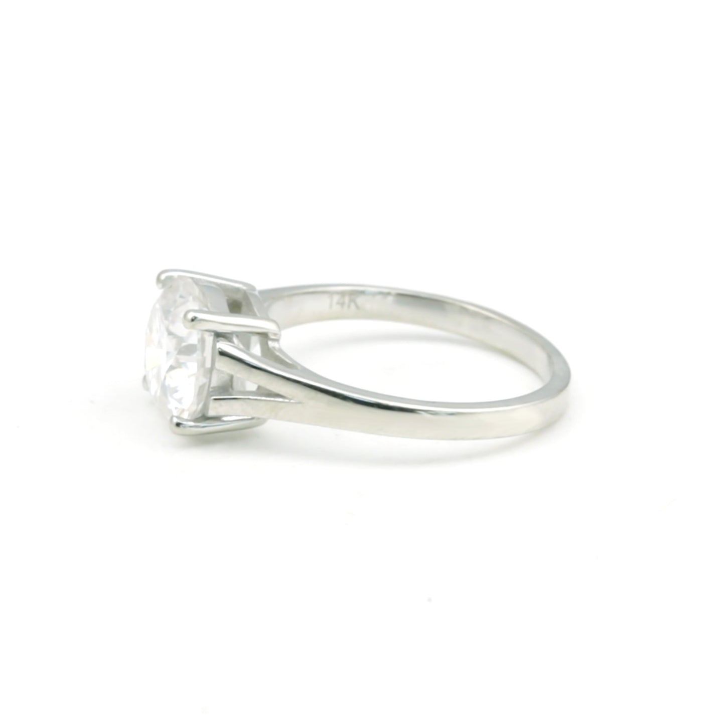3 ct DEW Round Cut White Moissanite Solitaire Ring In Gold Vermeil Certified
